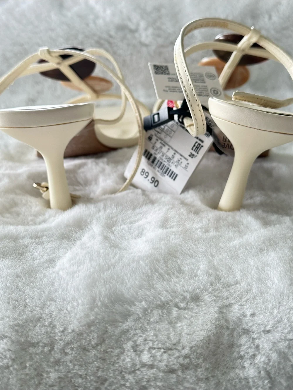 ZARA Cream Sandals with Brown and Tan Gem Accents - Picture 11 of 14